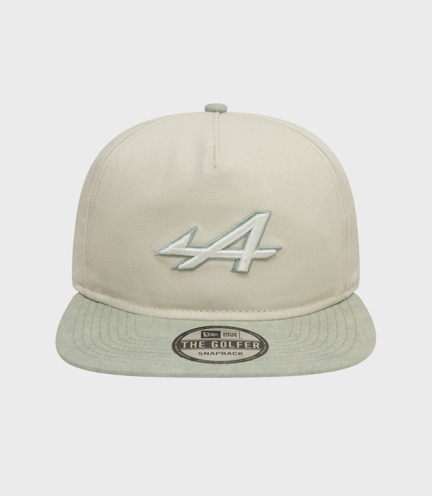 Gorra de golf New Era Alpine con lavado ácido - Blanca