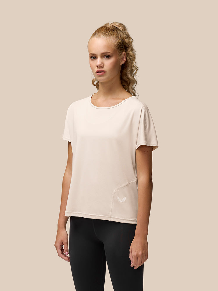 Mujer Flow Training Movement Camiseta de Manga Corta - Beige