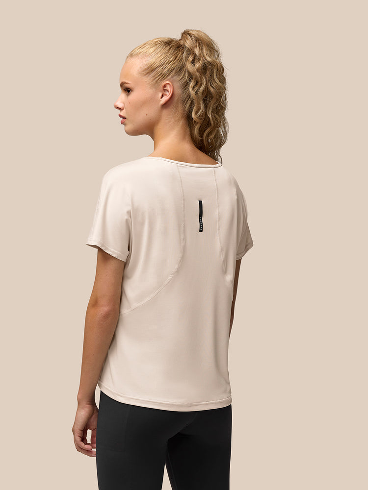 Mujer Flow Training Movement Camiseta de Manga Corta - Beige