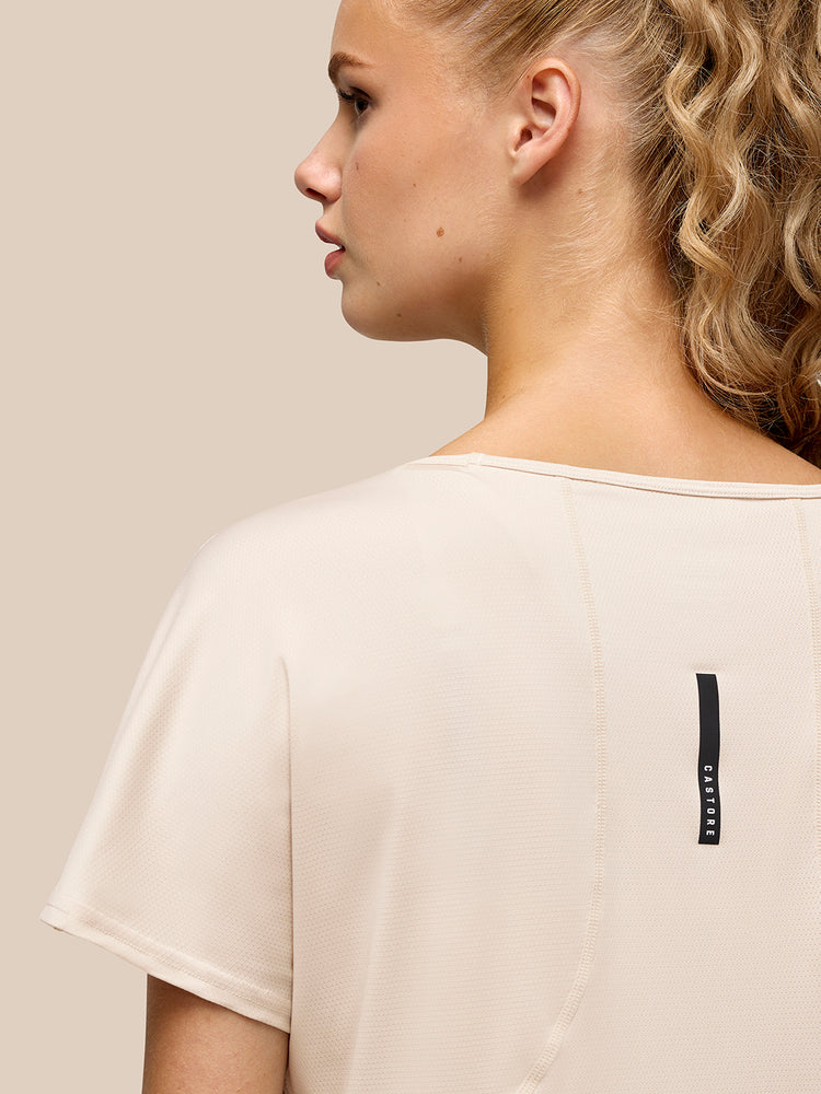 Mujer Flow Training Movement Camiseta de Manga Corta - Beige