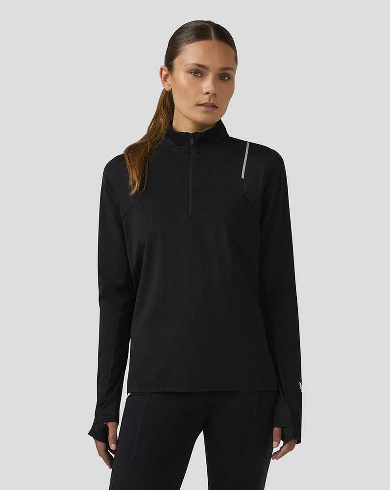 Mujer Apex Aeromesh Training Camiseta de manga larga con cremallera - Negro