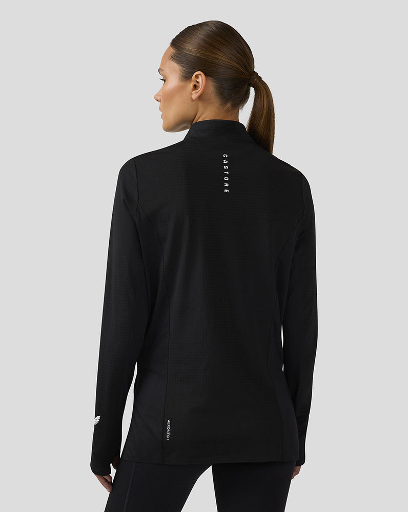 Mujer Apex Aeromesh Training Camiseta de manga larga con cremallera - Negro