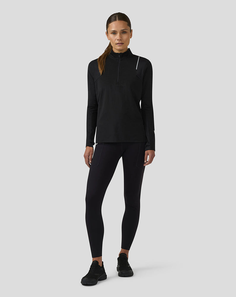 Mujer Apex Aeromesh Training Camiseta de manga larga con cremallera - Negro