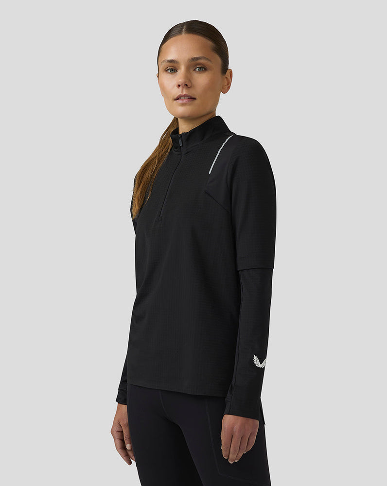 Mujer Apex Aeromesh Training Camiseta de manga larga con cremallera - Negro