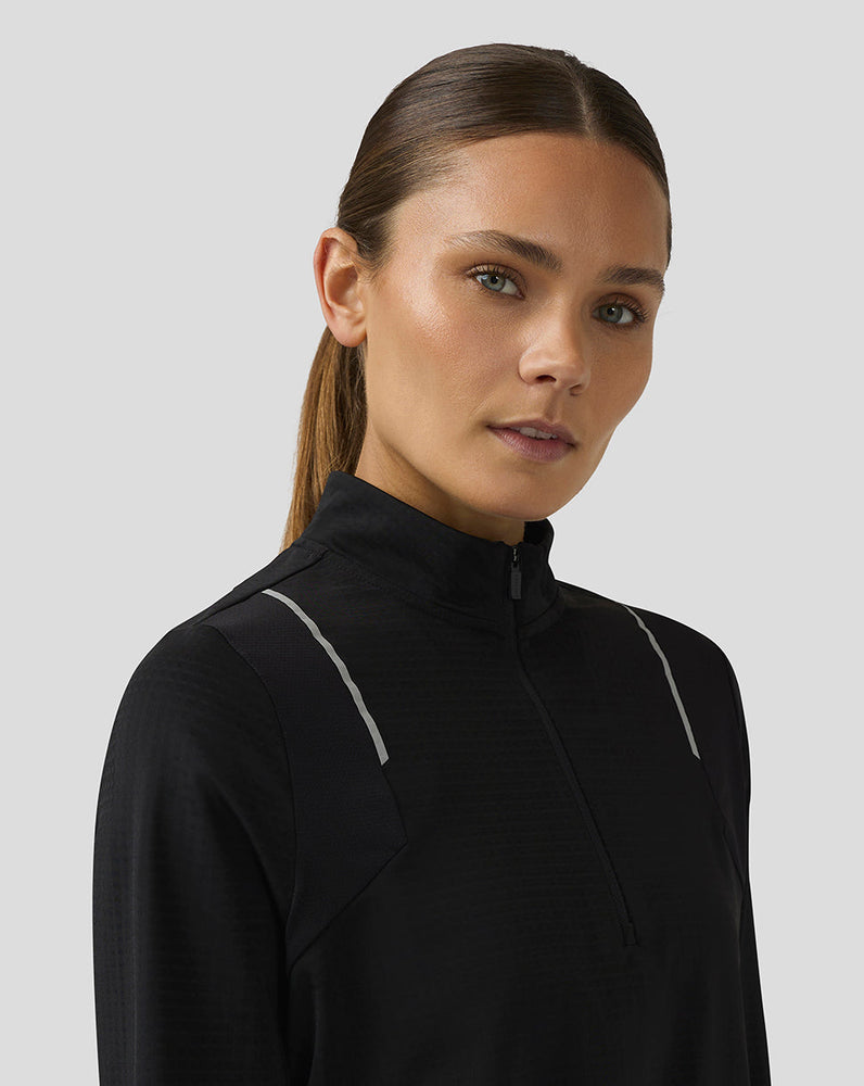 Mujer Apex Aeromesh Training Camiseta de manga larga con cremallera - Negro