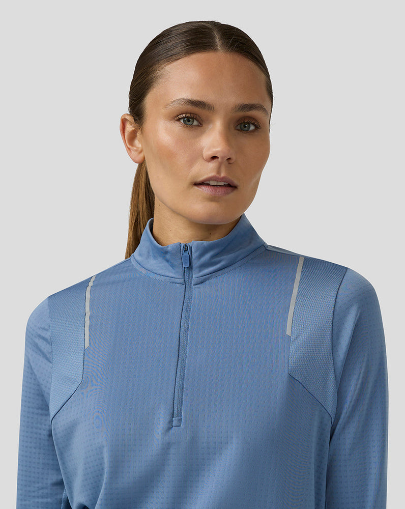 Mujer Apex Aeromesh Training Camiseta de manga larga con cremallera - Azul Claro