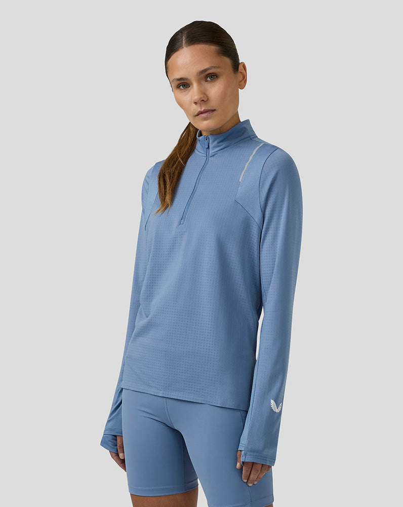Mujer Apex Aeromesh Training Camiseta de manga larga con cremallera - Azul Claro