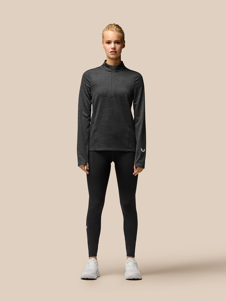 Camiseta con cremallera 1/2 Flow Training - Negro