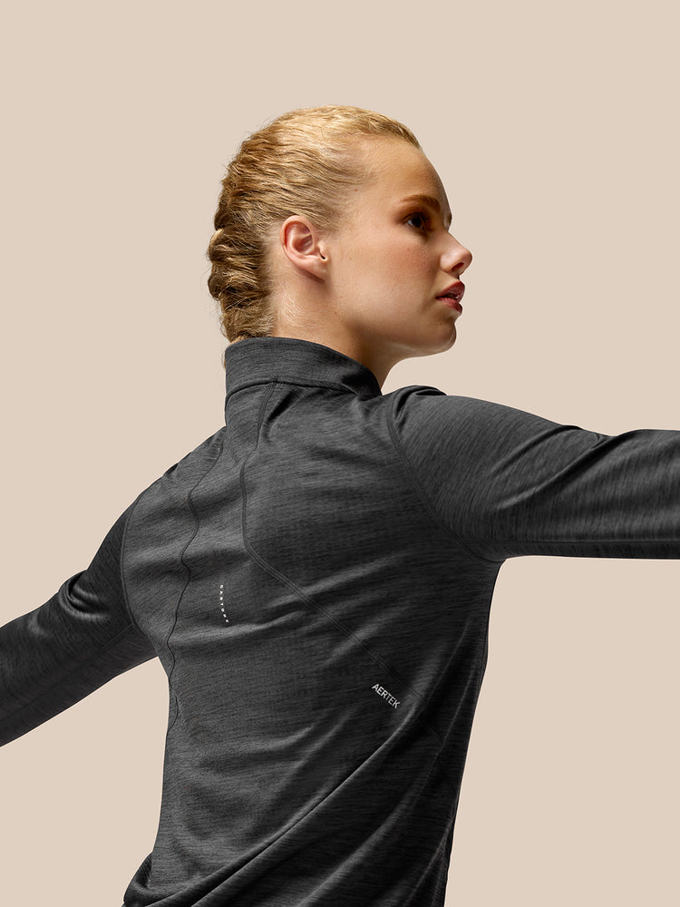 Camiseta con cremallera 1/2 Flow Training - Negro
