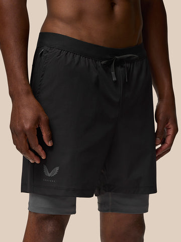 Hombre Flow Pantalones cortos 2 en 1 - Negro
