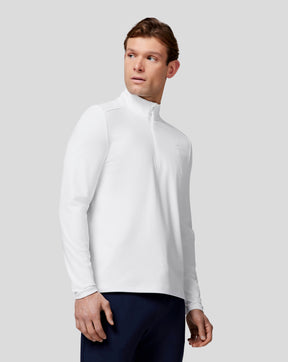 Camiseta de manga larga Reiss Performance con cremallera de un cuarto para hombre - Blanco