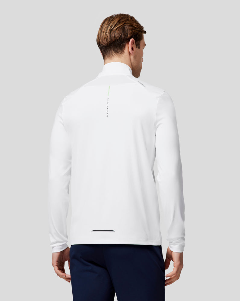 Camiseta de manga larga Reiss Performance con cremallera de un cuarto para hombre - Blanco
