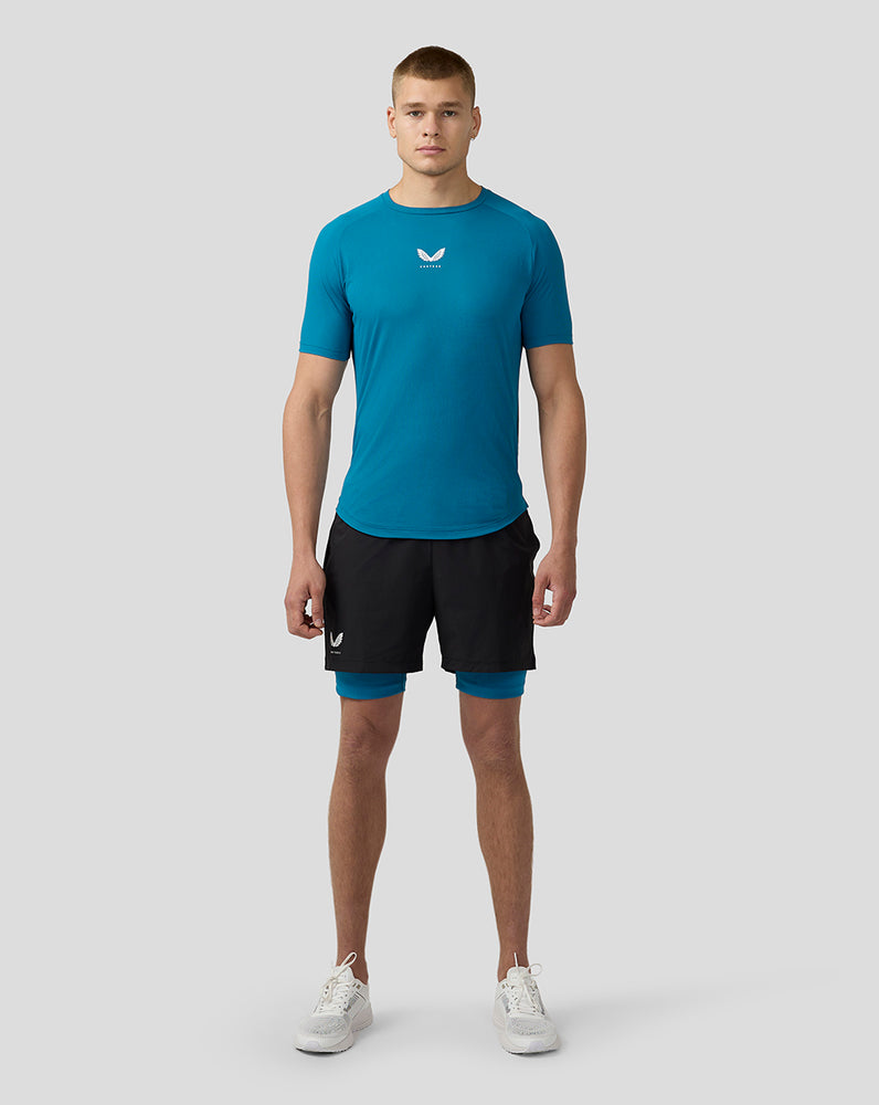 Hombre Flow Camiseta Manga Corta Tranpirbale de Gym - Aqua Oscuro