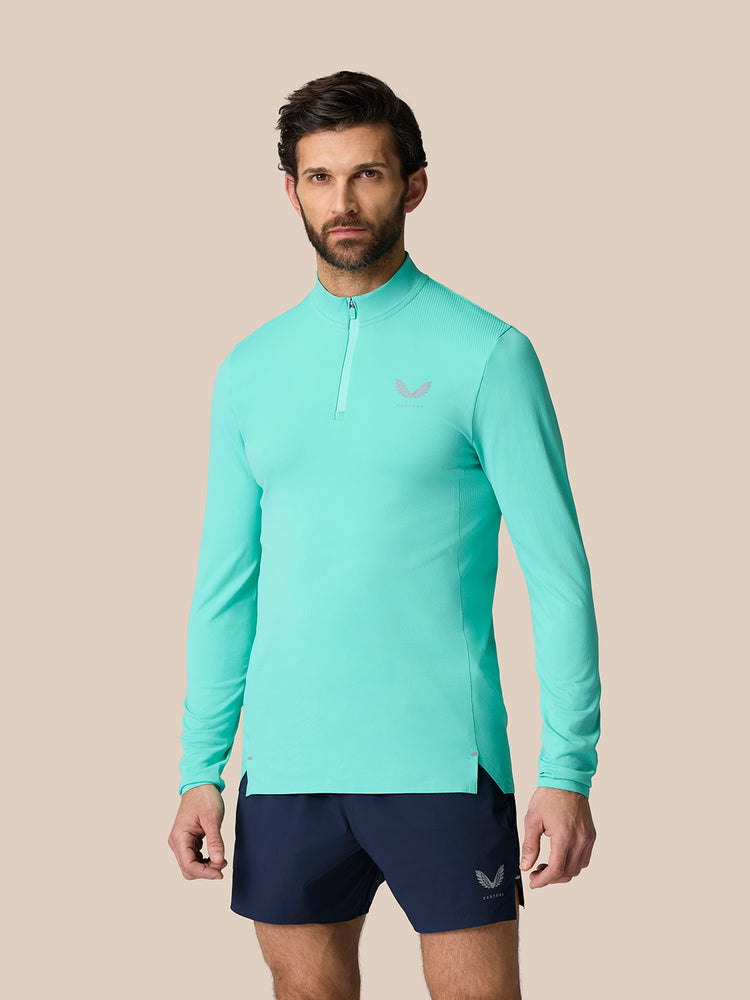 Zone Training Top con Cuarto de Cremallera - Aqua Claro