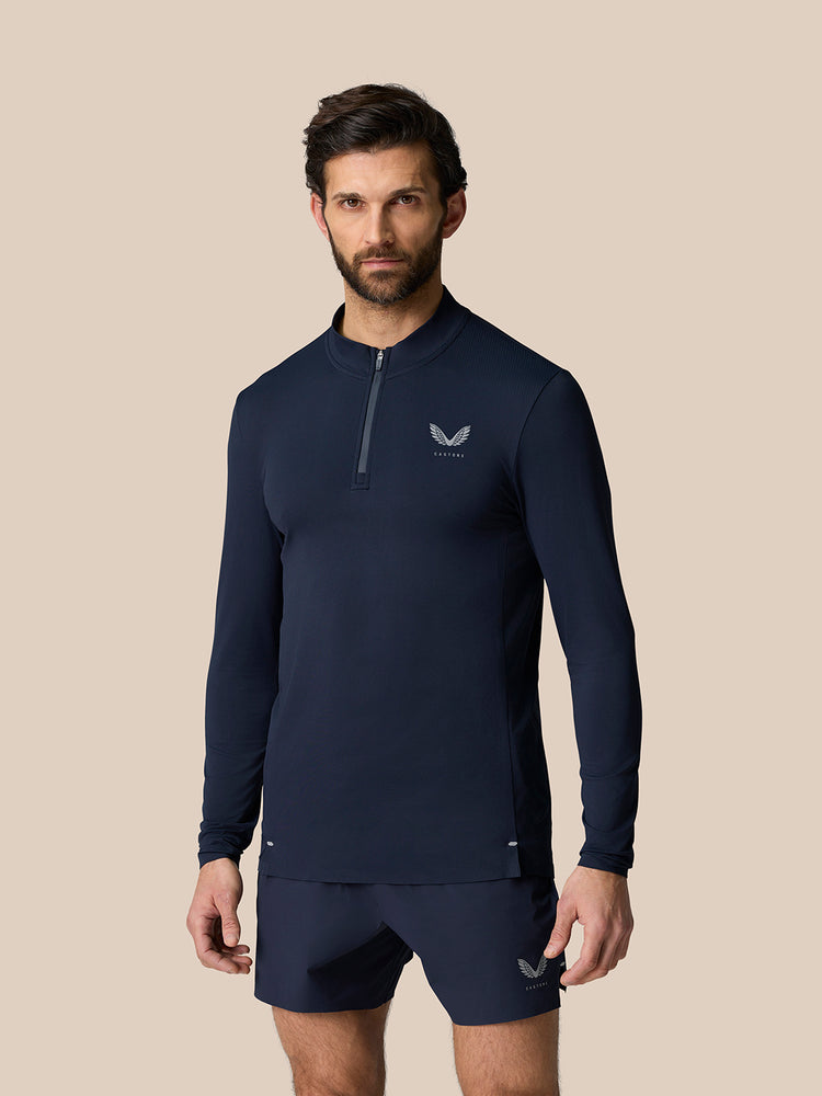 Zone Training Top con Cuarto de Cremallera - Azul Medianoche