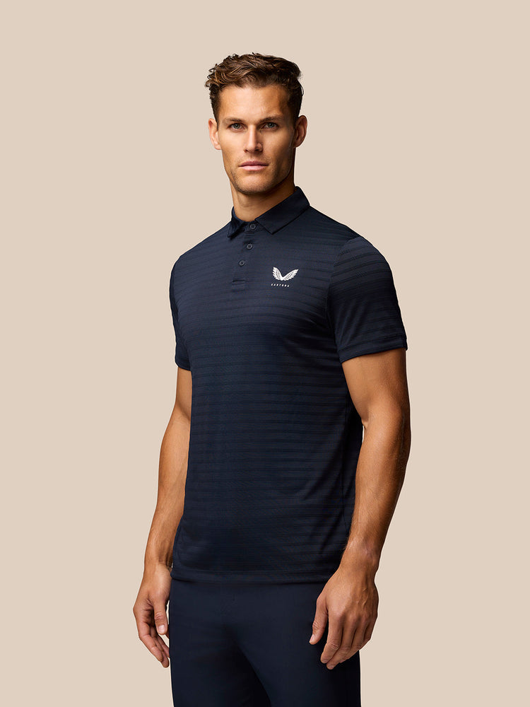 Golf Pinnacle Pique Stripe Polo - Azul Marino
