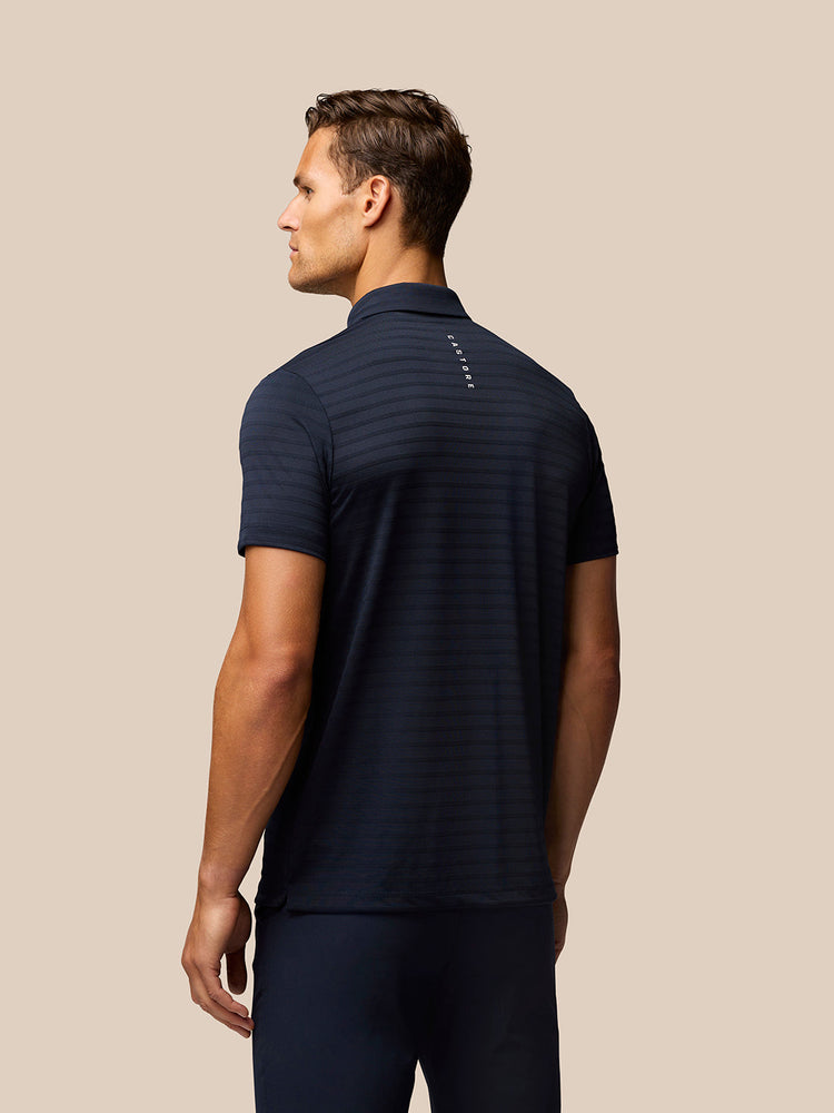 Golf Pinnacle Pique Stripe Polo - Azul Marino
