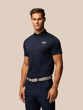 Hombre Golf Polo de rayas de piqué texturizado - Azul Marino/Blanco