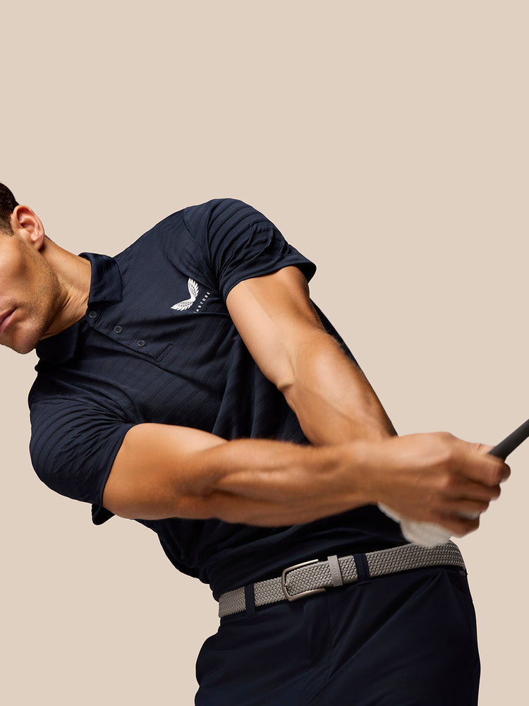 Golf Pinnacle Pique Stripe Polo - Azul Marino
