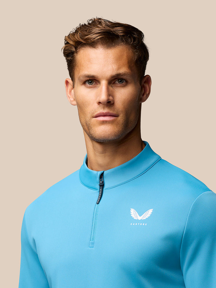 Hombre Golf Club Classic Camiseta de manga larga con cremallera - Azul