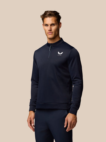 Hombre Camiseta clásica con cremallera de un cuarto Golf Club - Azul Marino Medianoche