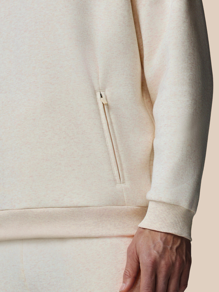 Hombre Adapt Cotton Fleece Sudadera de Manga Larga con Capucha - Oatmeal Marl