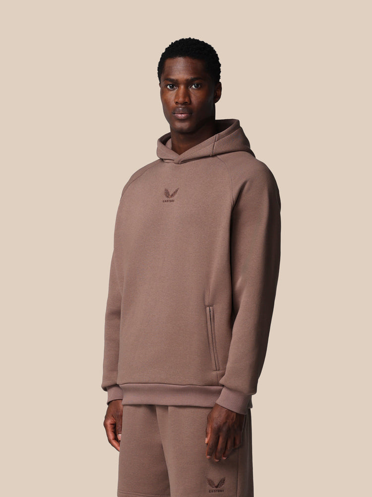 Hombre Adapt Cotton Fleece Sudadera de Manga Larga con Capucha - Deep Taupe
