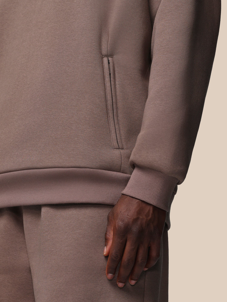 Hombre Adapt Cotton Fleece Sudadera de Manga Larga con Capucha - Deep Taupe
