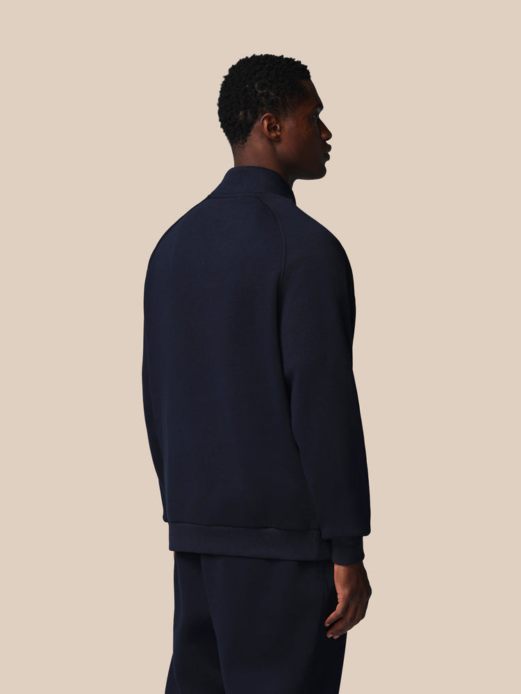 Hombre Adapt Cotton Fleece Sudadera de Manga Larga con Cuarto de Cremallera - Azul Marino
