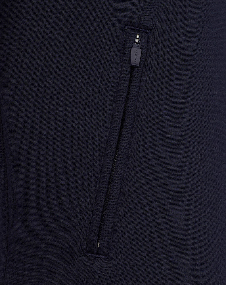 Hombre Adapt Cotton Fleece Sudadera de Manga Larga con Cuarto de Cremallera - Azul Marino