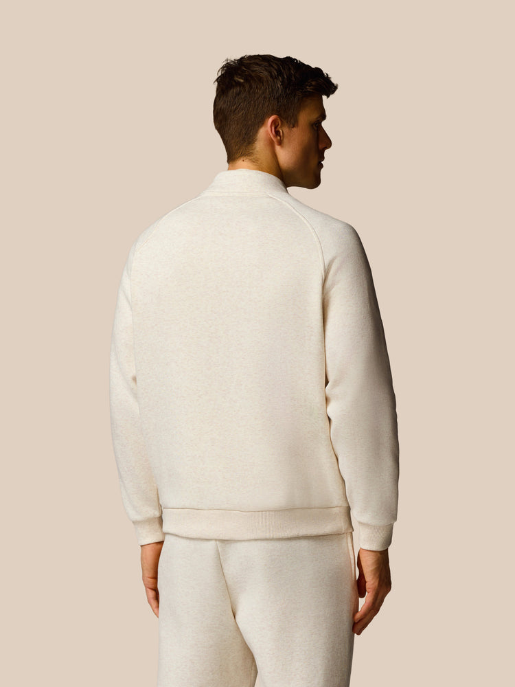Hombre Adapt Cotton Fleece Sudadera de Manga Larga con Cuarto de Cremallera - Oatmeal Marl