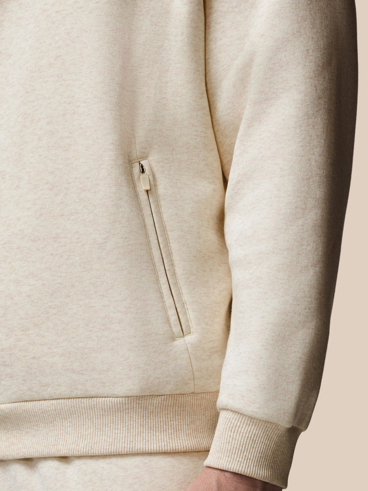 Hombre Adapt Cotton Fleece Sudadera de Manga Larga con Cuarto de Cremallera - Oatmeal Marl