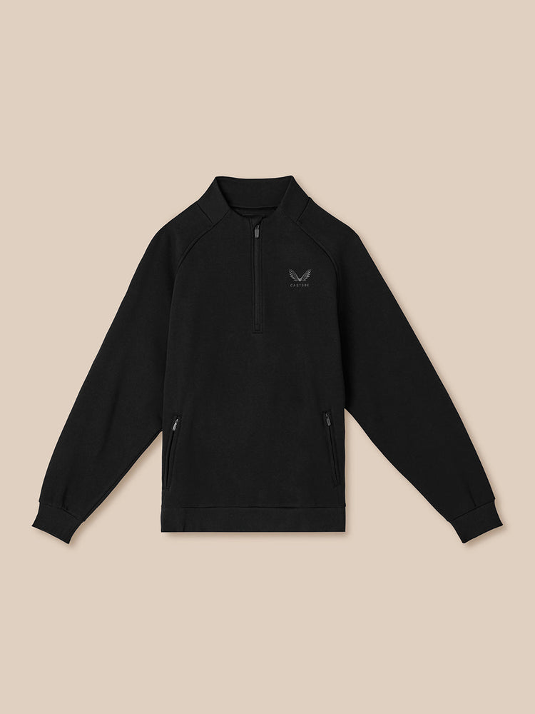 Hombre Adapt Cotton Fleece Sudadera de Manga Larga con Cuarto de Cremallera - Negro