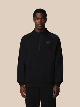 Hombre Adapt Cotton Fleece Sudadera de Manga Larga con Cuarto de Cremallera - Negro