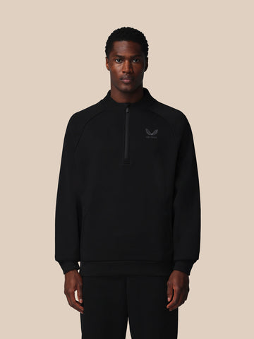 Hombre Adapt Cotton Fleece Sudadera de Manga Larga con Cuarto de Cremallera - Negro