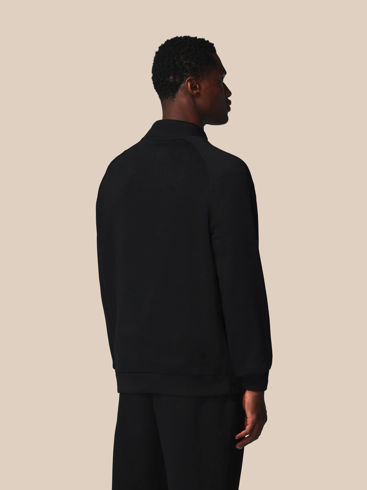 Hombre Adapt Cotton Fleece Sudadera de Manga Larga con Cuarto de Cremallera - Negro