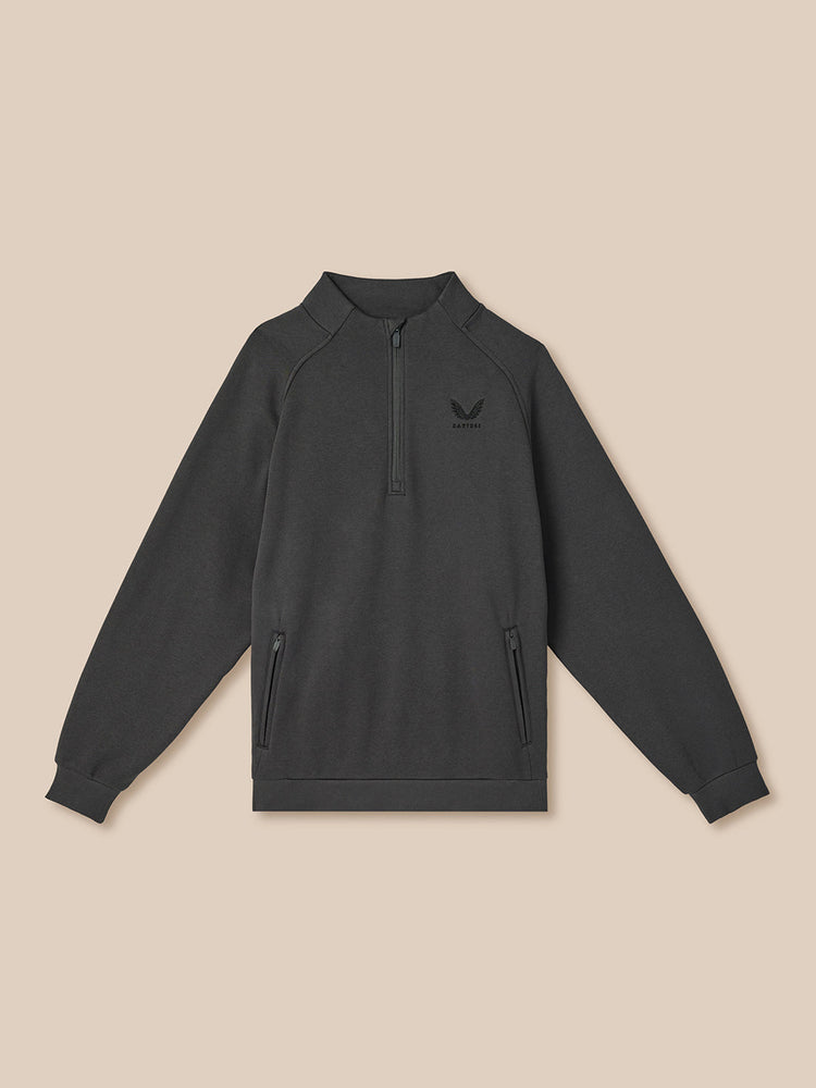 Hombre Adapt Cotton Fleece Sudadera de Manga Larga con Cuarto de Cremallera - Gunmetal
