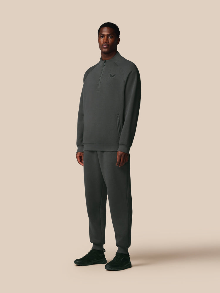 Hombre Adapt Cotton Fleece Sudadera de Manga Larga con Cuarto de Cremallera - Gunmetal