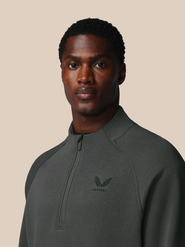 Hombre Adapt Cotton Fleece Sudadera de Manga Larga con Cuarto de Cremallera - Gunmetal