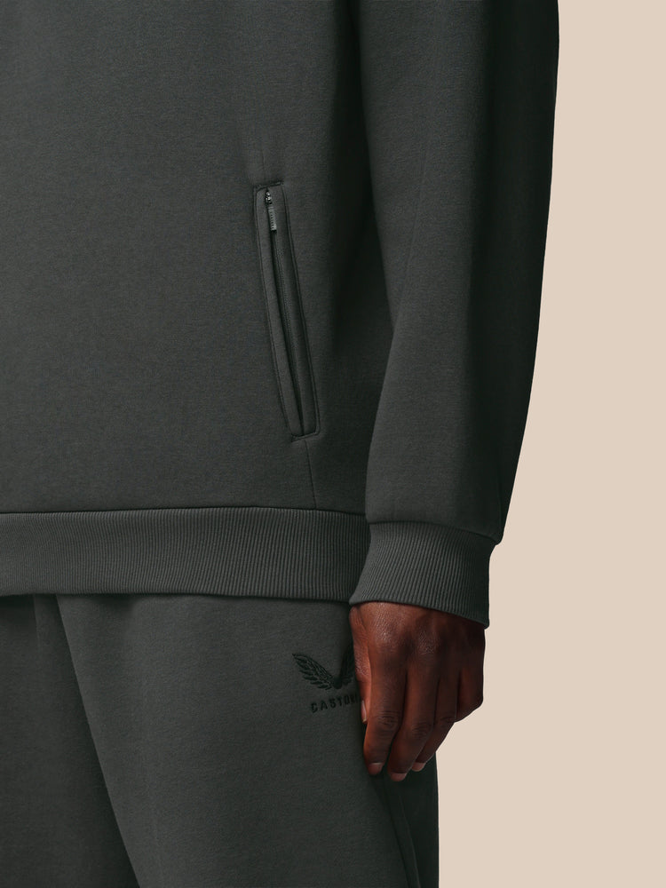 Hombre Adapt Cotton Fleece Sudadera de Manga Larga con Cuarto de Cremallera - Gunmetal
