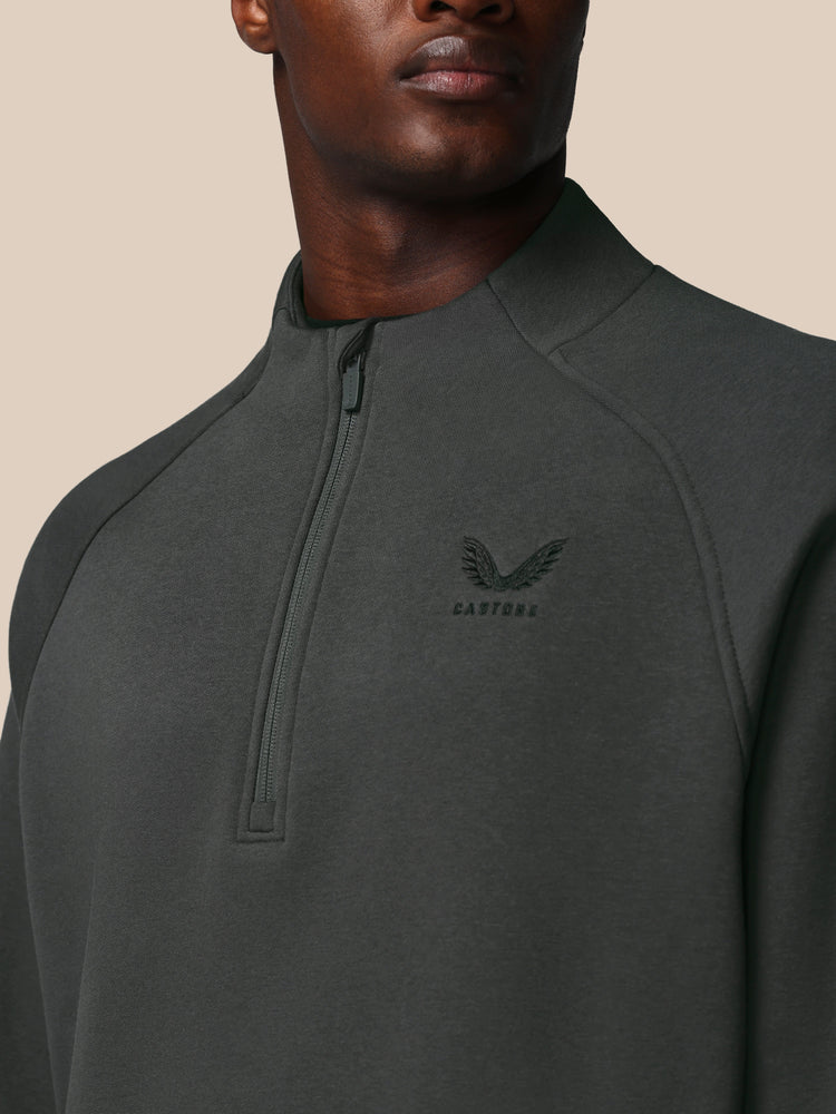 Hombre Adapt Cotton Fleece Sudadera de Manga Larga con Cuarto de Cremallera - Gunmetal