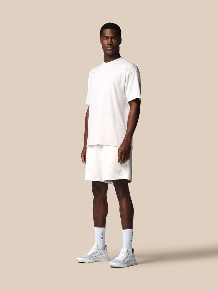 Hombre Adapt Cotton Fleece Pantalón Corto - Oatmeal Marl