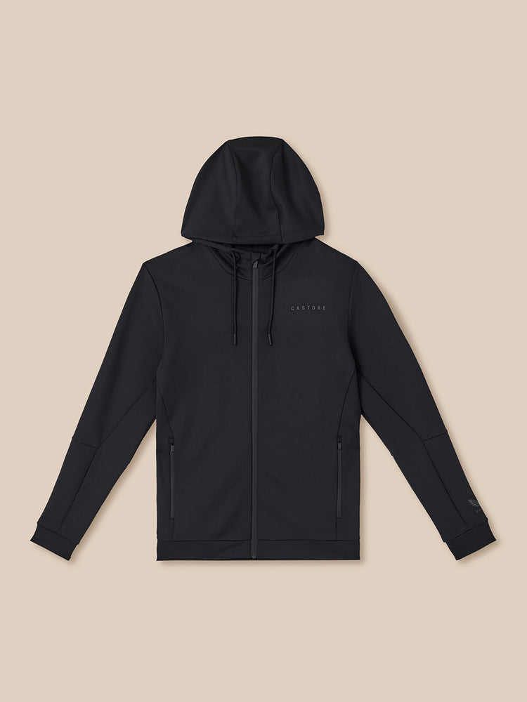 Hombre Flex Sudadera de Manga Larga con Cremallera y Capucha - Negro