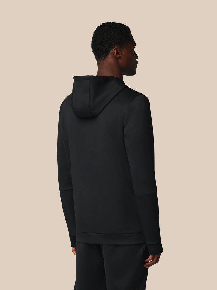 Hombre Flex Sudadera de Manga Larga con Cremallera y Capucha - Negro