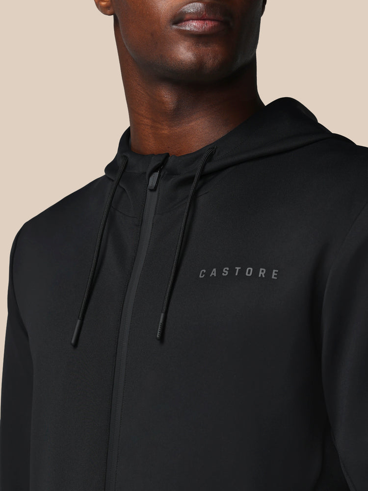 Hombre Flex Sudadera de Manga Larga con Cremallera y Capucha - Negro