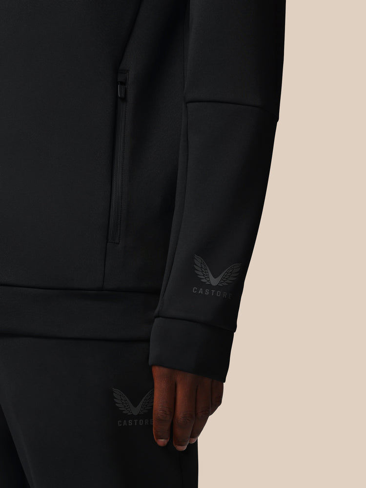 Hombre Flex Sudadera de Manga Larga con Cremallera y Capucha - Negro
