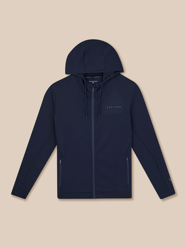 Hombre Flex Sudadera de Manga Larga con Cremallera y Capucha - Azul Marino