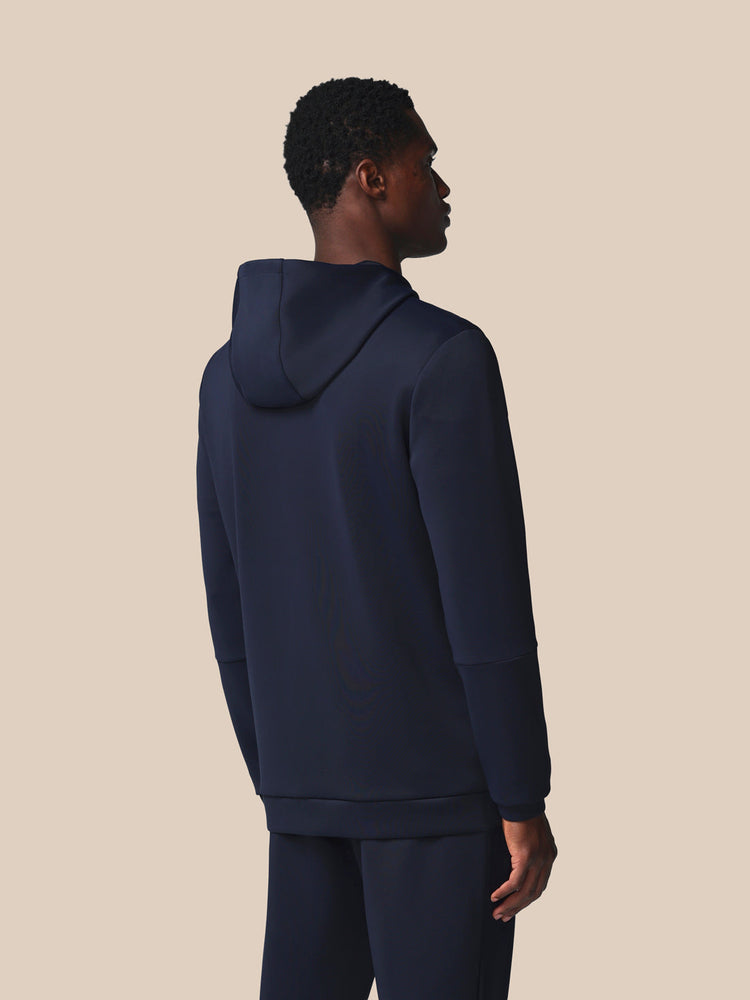 Hombre Flex Sudadera de Manga Larga con Cremallera y Capucha - Azul Marino