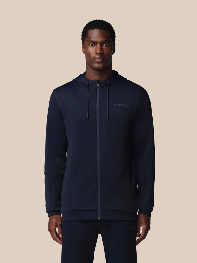 Hombre Flex Sudadera de Manga Larga con Cremallera y Capucha - Azul Marino