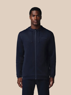 Hombre Flex Sudadera de Manga Larga con Cremallera y Capucha - Azul Marino